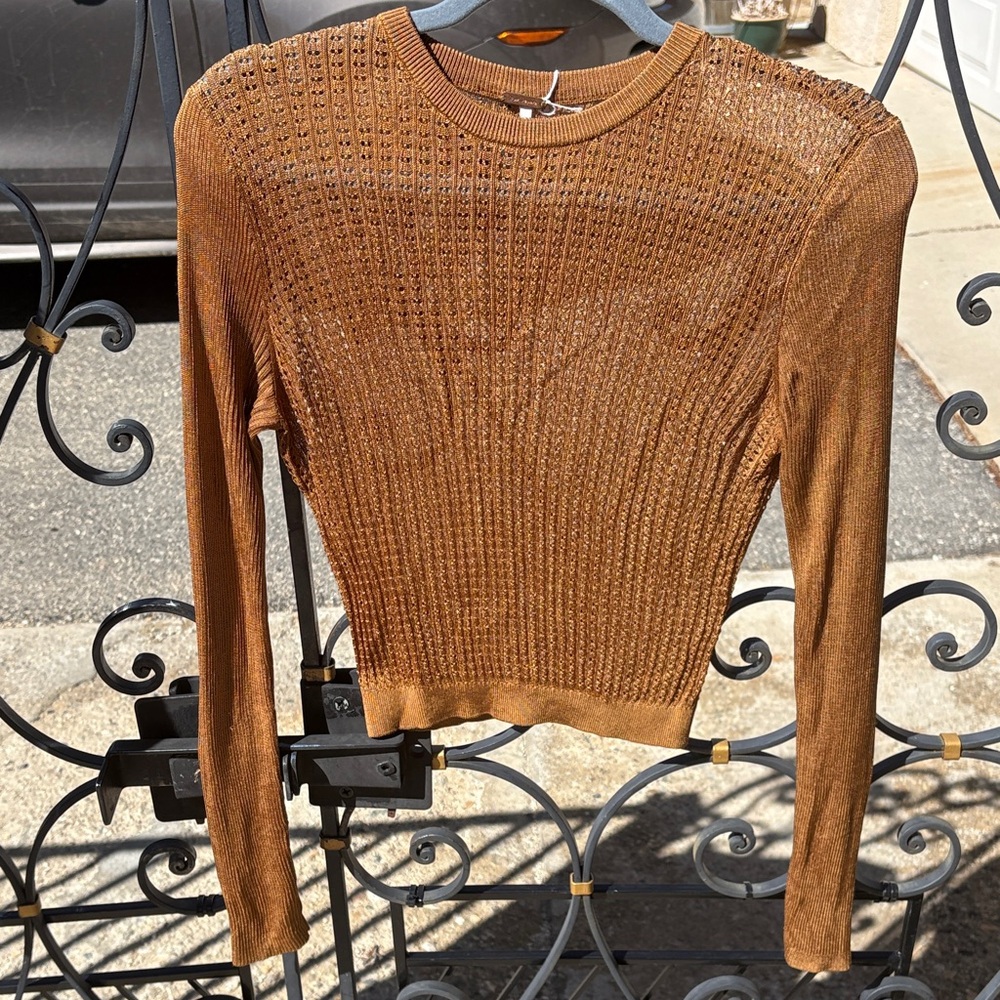 Free People Bronze Knit Top